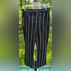Madewell Cali Demi Boot Jeans Elsie Stripe Size 26 Black Vertical Pinstripes